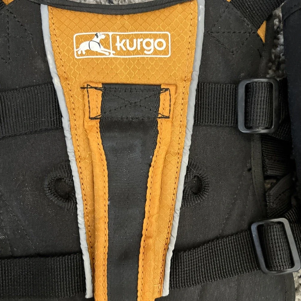 KURGO Tru-Fit Harness ~ Medium Dogs / 25-50 lbs Black & Orange With Side Pouches